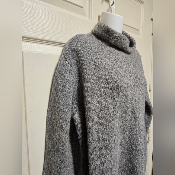 EILEEN FISHER Wool Slub Turtleneck Heather Grey SzLg - Picture 3 of 13